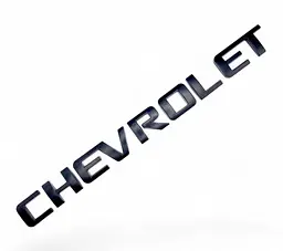 Емблема напис Chevrolet глянцева Чорна 195х18 мм Пластик на скотчі (Завод)