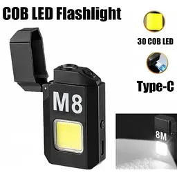Електроімпульсна запальничка M8 з ліхтариком, дисплеєм та USB зарядкою, 3W - мініатюра 2