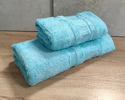 Набір турецьких бамбукових махрових рушників Zeron 50х90+70х140 Bamboo Agaс Desen бірюзовий 3 - мініатюра 2