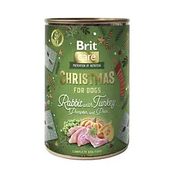 Корм вологий Brit Care Christmas for Dogs Rabbit with Turkey для дорослих собак різдвяна вечеря з кроликом та індичкою 400 г