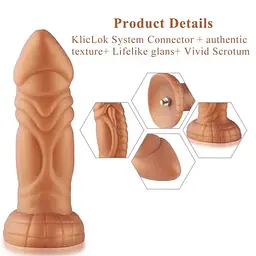 Фалоімітатор Hismith Slightly Curved Vibrating Silicone Dildo Monster Series KlicLok з вібрацією - мініатюра 4