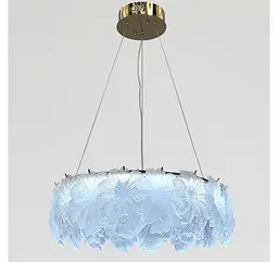 Золота світлодіодна люстра-квітка Artlight 7066-550GD з матовим рельєфним скляним листям 93W. - мініатюра 4