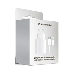 Зарядний пристрій Armorstandart AMHJ83 20W USB-C White + cable USB-C to Lightning (ARM77724) - мініатюра 8