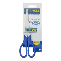 Ножиці офісні BM.4507-02 BUROMAX, 165 мм сині, на блістері (4823078928634)