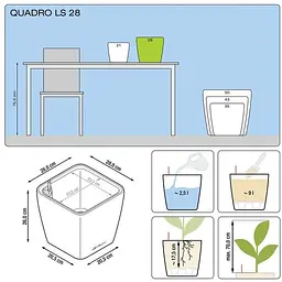 Вазон Lechuza Quadro Premium LS 28 чорний (16149) - мініатюра 4