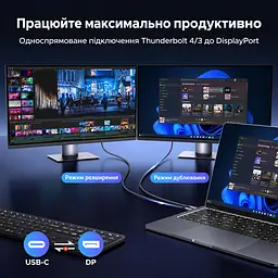 Відеокабель UGREEN CM556 USB-C - DisplayPort 1.4 8K 60 Гц 3 м чорно-сірий (25839) - мініатюра 2