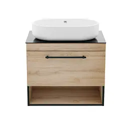 Тумба з умивальником Imprese Black Edge 70 см дуб f32117OK - мініатюра 2
