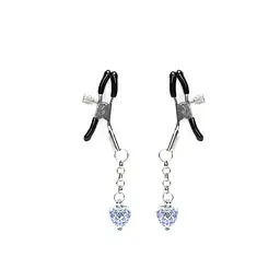 Затискачі для сосків із сердечком Liebe Seele Glow-in-dark Nipple Clamps Blue, світяться в темряві - мініатюра 1