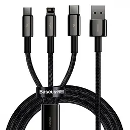 Кабель Baseus Tungsten Gold One-for-three Fast Charging Data 3-in-1 (Micro USB+Lightning+Type-C) 3.5 black (CAMLTWJ-01)