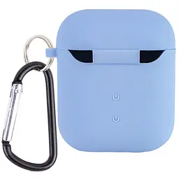 Силіконовий футляр з мікрофіброю для навушників Airpods 1/2 Блакитний / Lilac Blue - мініатюра 2