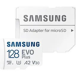 Карта пам'яті Samsung 128 GB microSDXC Class 10 UHS-I U3 V30 A2 EVO Plus+SD Adapte (MC128SA/EU)
