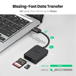 Card Reader USB 3.0 --> 2-слота SD/TF Card 0,15 м кабель CR127 Ugreen (20250) - мініатюра 4