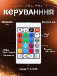 Сенсорний нічник RGB з акумулятором та пультом дистанційного керування - мініатюра 4