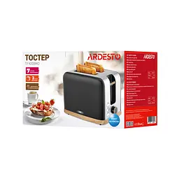Тостер Wood Modern, 800Вт, метал, 2 слоти, чорний ARDESTO kuh0014886 - мініатюра 7