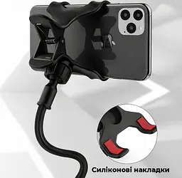 Гнучкий тримач для телефона з прищіпкою 75 см, кріплення для смартфона на гнучкій ніжці - мініатюра 9