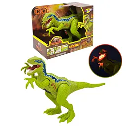 Інтерактивна фігурка динозавра зі звуком та світлом Dinosaur World, зелений пластик (NY085-A)