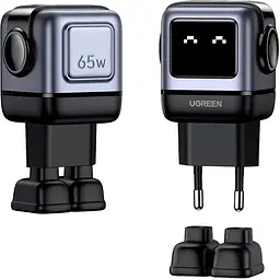 Зарядний пристрій 3xUSB 65W (2xUSB-C+USB-A) Gan Robot tech Fast Charger Сірий CD361 Ugreen (25685B) - мініатюра 7