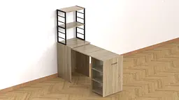 Стіл-тумба трансформер Смарт 4/1 з етажеркою Ferrum-decor 1430x1450x500 Чорний метал ДСП Дуб Сонома 16 мм (FRD-105126) - мініатюра 3