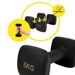 Гантелі вінілові Cornix Square 2 x 5 кг XR-0410 Black - мініатюра 7