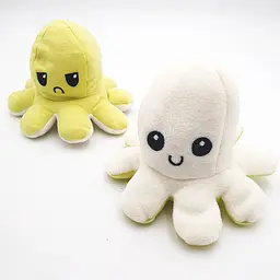 М'яка іграшка Восьминіг перевертень двосторонній веселий сумний Mood Octopus 20 см UKC жовто/білий