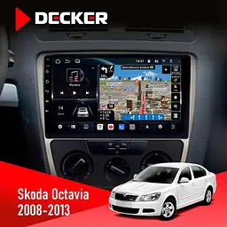 Штатна магнітола Skoda Octavia A5 2008-2013 Silver Decker D10-011 4x64, DSP, 4G, 360 Decker (НФ-00006353)