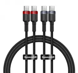 Кабель Baseus Cafule Series Cable Type-C to Type-C 100W 2m 2pcs P10318306003-01 Red Black+Grey Black - мініатюра 2