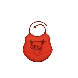 Силіконовий слинявчик з кишенею Kiddy Червоний Мавпа 02674
