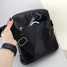 Сумка чорна чоловіча Handycover S432 шкіряна гладенька - мініатюра 4