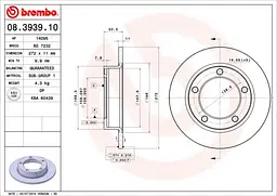 Диск гальмівний передній невентильований Ваз Нива, Samara 76-25р Brembo (08.3939.10) - мініатюра 2