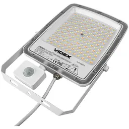 LED прожектор Videx F5 100W 3000-5000-6500K з датчиком руху 230V білий (VL-F5-100CW-S) - мініатюра 3