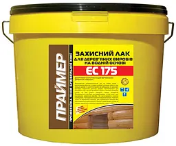 Лак для дерева та дерев’яних виробів на водній основі Праймер ЄС-175 10л Напівматова