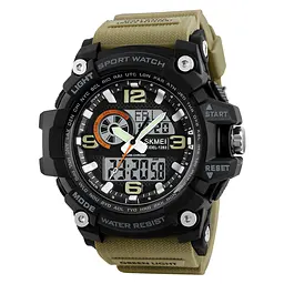 Наручний годинник чоловічий Skmei 1283 Khaki, 1283KH (12301)