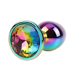 Анальна пробка із кристалом S Rainbow Gem Chisa, металева, різнокольорова, 7 х 2.7 см - мініатюра 4