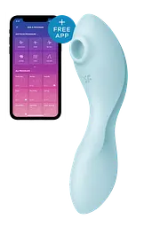 Стимулятор Satisfyer Curvy Trinity 5 Вакуумный с вибрацией, 16.5х4.6 см голубой