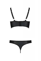Комплект з екошкіри Passion Malwia Bikini 4XL/5XL black, з люверсами та ремінцями, бра, трусики, 4XL/5XL - мініатюра 4