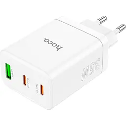 Мережевий зарядний пристрій Hoco N33 USB-A / 2 х USB-C 35W White [124887] - мініатюра 4