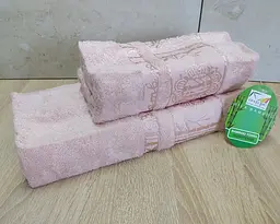 Набір турецьких бамбукових махрових рушників Cestepe 50х90+70х140 Bamboo Floral Pudra - мініатюра 2