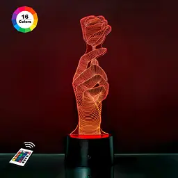 Нічник-світильник 3D Роза в руці 3DTOYSLAMP 26х7 см osv0001279
