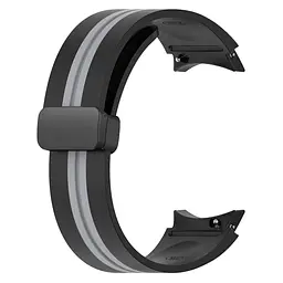 Ремінець для Samsung Galaxy Watch 6 40mm 6 44mm - чорно-сірий ширина кріплення 20мм силікон Watchbands Cls-line-black (W35-6W432432) - мініатюра 4