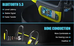 Кісткові навушники для плавання та спорту ESON K12 з 32 ГБ з MP3-плеєром та Bluetooth 5.3 чорно-жовтий - мініатюра 9