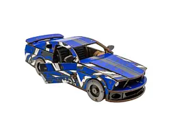 Дерев'яний 3D конструктор Muscle car GT, Puzzleоk (Puz-00642), 162 дет. (синя) - мініатюра 3