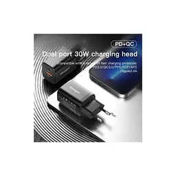 Зарядний пристрій Essager 1xUSB + 1xUSB-C PD 30 Вт чорний (ECTPQS-ZTB01) - мініатюра 4