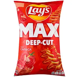 Набір: чипси Lays Max Deep-cut Сальса Рифлені картопляні 95 г + чипси Lays Max Рифлені Королівський сир картопляні 95 г + чипси Lays Max Рифлені Сметана та цибуля картопляні 95 г - мініатюра 2