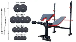 Лавка для жиму RN-Sport ReadMeBlack 4 грифи 100 кг дисків - мініатюра 11