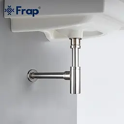 Напівсифон для умивальника Frap F82-5 під донний клапан, латунь, сатин, Хром матовий - мініатюра 2