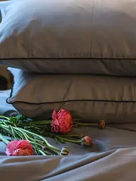 Комплект постільної білизни Ecotton Двоспальний з кантом Natural Grey в чохлі для зберігання сірого кольору (25594) - мініатюра 3