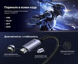 Кабель HDMI UGREEN HD188 2.1 кутовий 90° 8K 60 Гц 2 м чорний (85169) - мініатюра 7