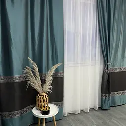 Жакардові штори бірюзового кольору на тасьмі 2шт. 140х270 ALBO pbe0052413 - мініатюра 2