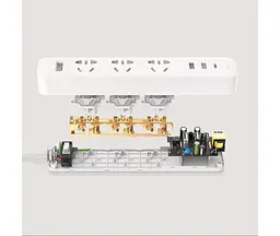 Мережевий подовжувач Mi Power Strip 20W Fast Charge (3 sockets +2 USB + 1 TypeC) - мініатюра 3