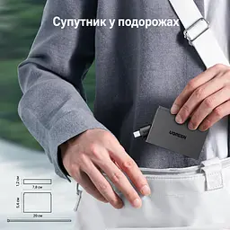 USB-хаб із кардридером UGREEN CM812 зчитувач карт пам’яті підключення через USB-A або USB-C слоти SD/microSD (TF) 3.0 2 порти USB-A 3.0 для периферії передавання через USB-A теоретично до 5 Гбіт/с читання теоретично до 170 МБ/с одночасна робота обох слотів і USB-периферії без встановлення драйверів у Windows/macOS/Linux підтримка SD/microSD місткістю до 2 ТБ світлодіодний індикатор роботи перехідник USB-C закріплений на кабелі для Android потрібна підтримка USB host/OTG мобільним пристроєм чорний (45167) - мініатюра 6